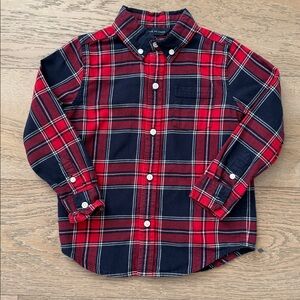 Janie and Jack Red and Blue Plaid Button Down Shirt size 3